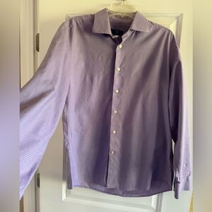 Egara Men's Button up Shirt Size XL Neck 17-17 1/2‎ Purple Pattern 100% Cotton